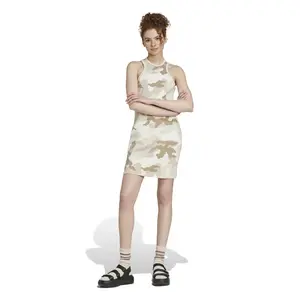 adidas Essentials 3-Stripes Camo Print Racer Back Tank Dress L