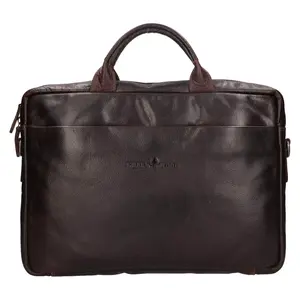 Kožená taška na notebook Greenwood Amos - tmavo hnedá