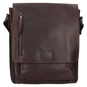Pánská kožená taška přes rameno Mustang Hugo - tmavě hnědá