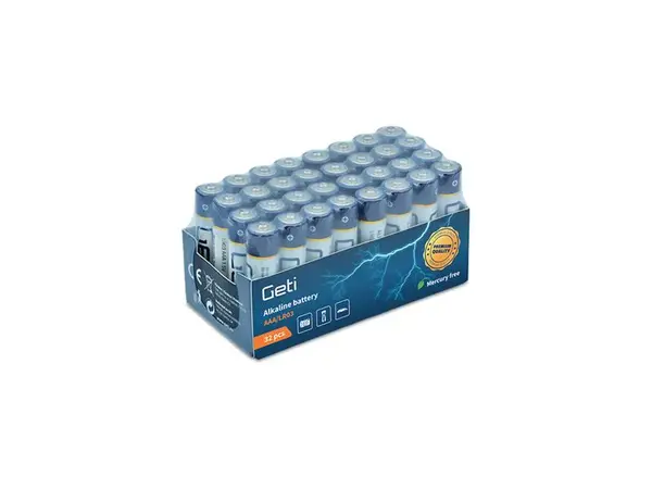 Baterie AAA (LR03) alkalická GETI 1,5V 32ks