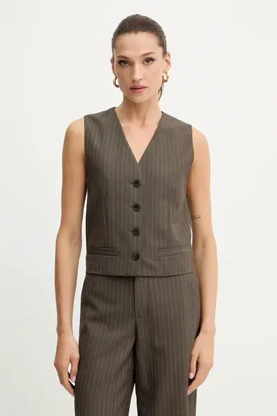 Vlněná vesta Miss Sixty hnědá barva, jednořadá, 6S3WJ43000