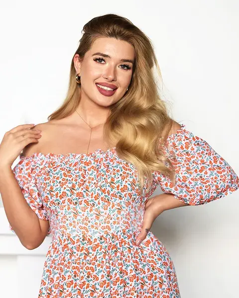 Resti Orange and white maxi dress with a floral pattern - Clothing