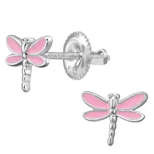 SILVER Dětské stříbrné náušničky Vážka, se šroubovací puzetou