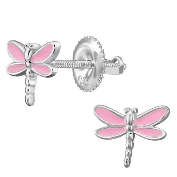 SILVER Dětské stříbrné náušničky Vážka, se šroubovací puzetou