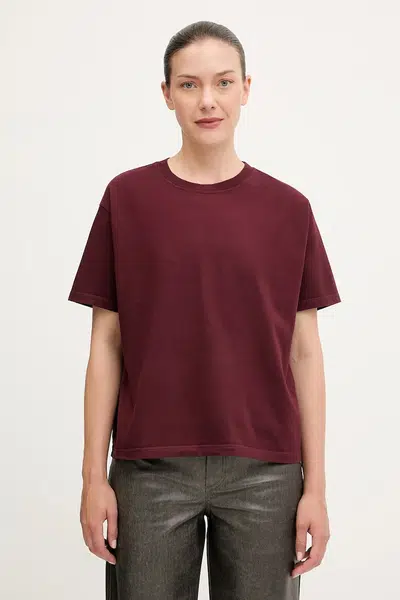 Bavlněné tričko American Vintage dámské, hnědá barva, FIZ02A