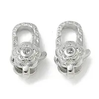 Brass Micro Pave Clear Cubic Zirconia Lobster Claw Clasps