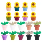 18Pcs 18 Style Leaf Pot and Flower Food Grade Eco-Friendly Silicone Beads