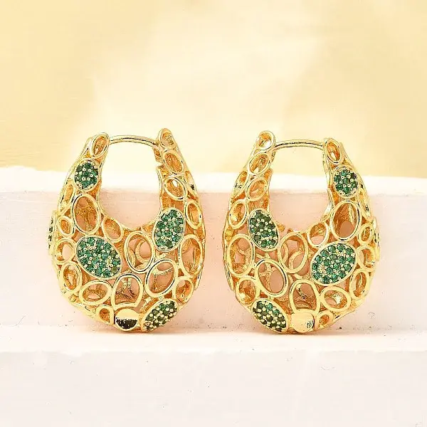 Bag Brass Micro Pave Cubic Zirconia Hoop Earrings