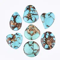 Assembled Natural Bronzite and Synthetic Turquoise Pendants