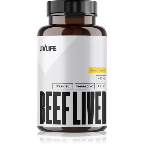 LivLife Grass Fed Beef Liver kapsle pro udržení vitality 180 cps