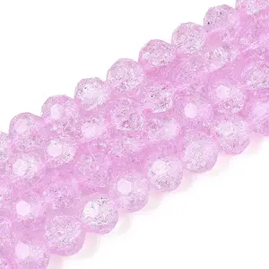 Transparent Crackle Glass Beads Strands
