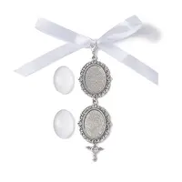 Tibetan Style Alloy & Glass Oval Photo Bouquet Hanging Ornaments