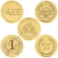 50 Sheets 5 Styles Plastic Self Adhesive Gold Foil Embossed Stickers