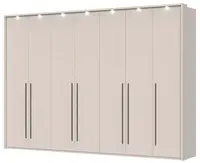 Sedmidveřová šatní skříň s led osvětlením baptiste - béžová