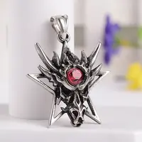 Retro 316 Surgical Stainless Steel Resin Rhinestone Star with Dragon Skull Gothic pendants