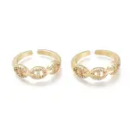 Brass Micro Pave Clear Cubic Zirconia Cuff Rings