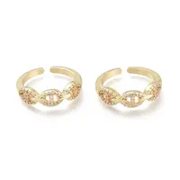 Brass Micro Pave Clear Cubic Zirconia Cuff Rings