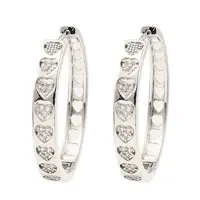 Brass Micro Pave Cubic Zirconia Hoop Earrings