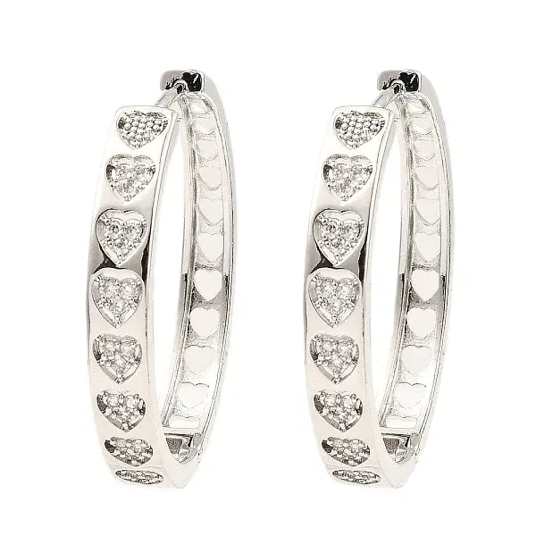 Brass Micro Pave Cubic Zirconia Hoop Earrings