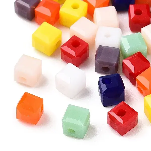 Opaque Color Faceted Glass Beads