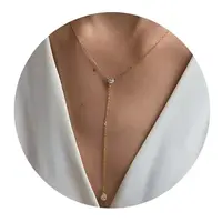 1Pc Brass Clear Cubic Zirconia Y Pendant Necklaces