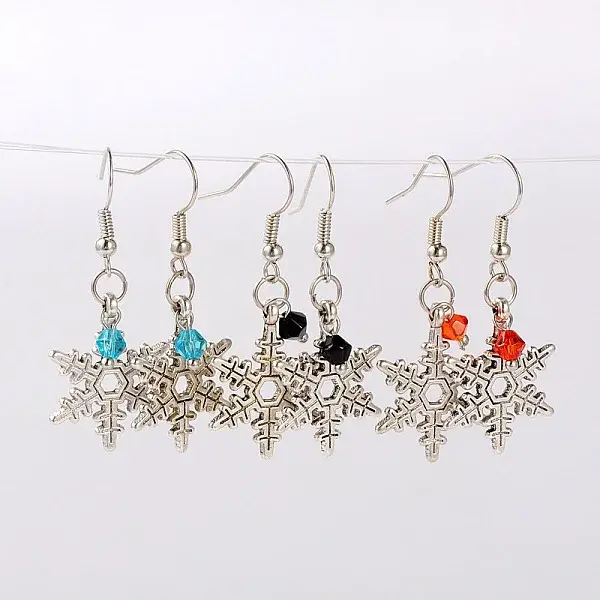 Tibetan Style Christmas Snowflake Dangle Earrings