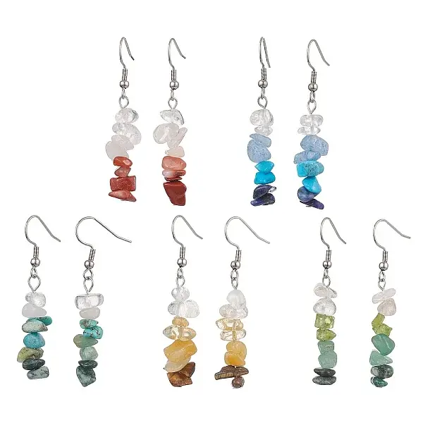Natural Mixed Stone & Synthetic Turquoise Dangle Earrings