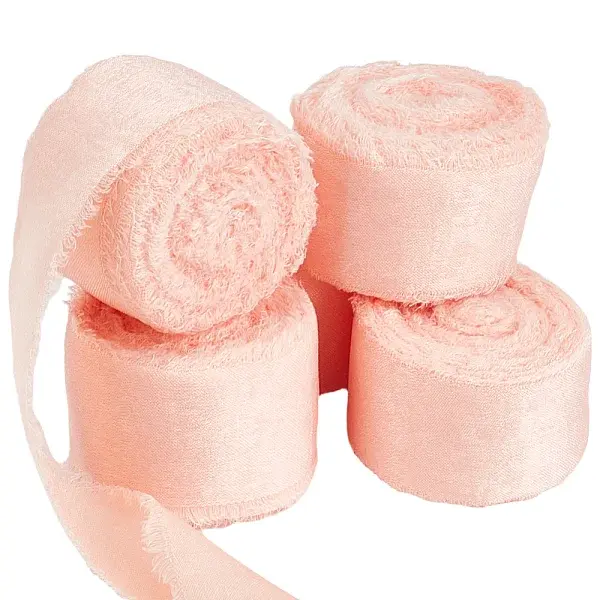 5 Rolls 5M Satin Frayed Ribbon