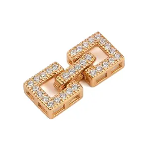 925 Sterling Silver Micro Pave Clear Cubic Zirconia Fold Over Clasps