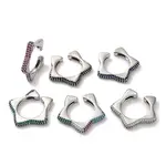 Rack Plating Star Brass Cubic Zirconia Open Cuff Rings for Women