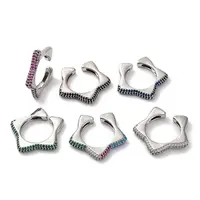 Rack Plating Star Brass Cubic Zirconia Open Cuff Rings for Women
