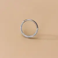 G23 Stainless Steel Micro Pave Clear Cubic Zirconia Cartilage Earrings