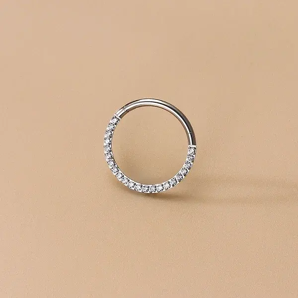 G23 Stainless Steel Micro Pave Clear Cubic Zirconia Cartilage Earrings