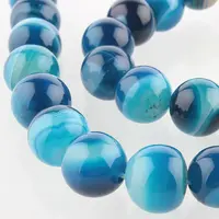 Natural Striped Agate/Banded Agate Round Bead Strands