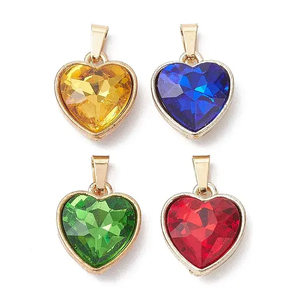 4Pcs 4 Colors Faceted Glass Pendant