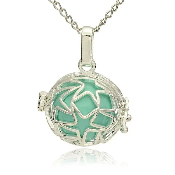 Silver Color Plated Brass Hollow Round Cage Pendants