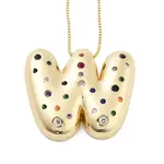 Brass Micro Pave Cubic Zirconia Letter Pendant Necklaces