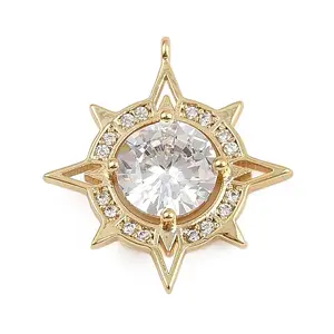 Brass Micro Pave Cubic Zirconia Pendants