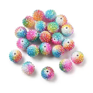 Rainbow AB Resin Rhinestone Beads