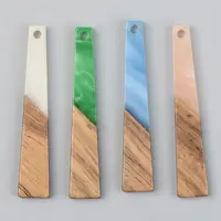 Opaque Resin & Walnut Wood Pendants