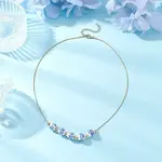 Handmade Flower Printed Porcelain Round Beaded 304 Stainless Steel Snake Chain Necklaces