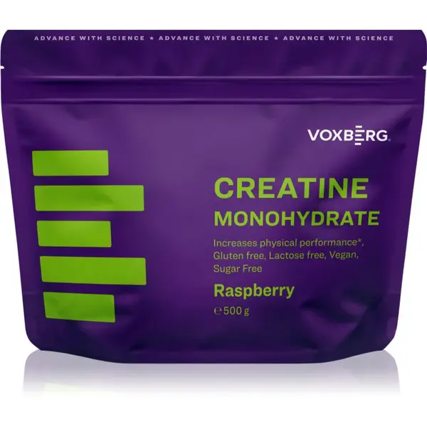 Voxberg Creatine Monohydrate Creapure podpora športového výkonu príchuť Raspberry 500 g