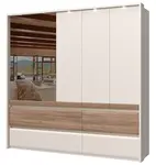 Pětidveřová šatní skříň se 2 zrcadly a led osvětlením artemisia - dub