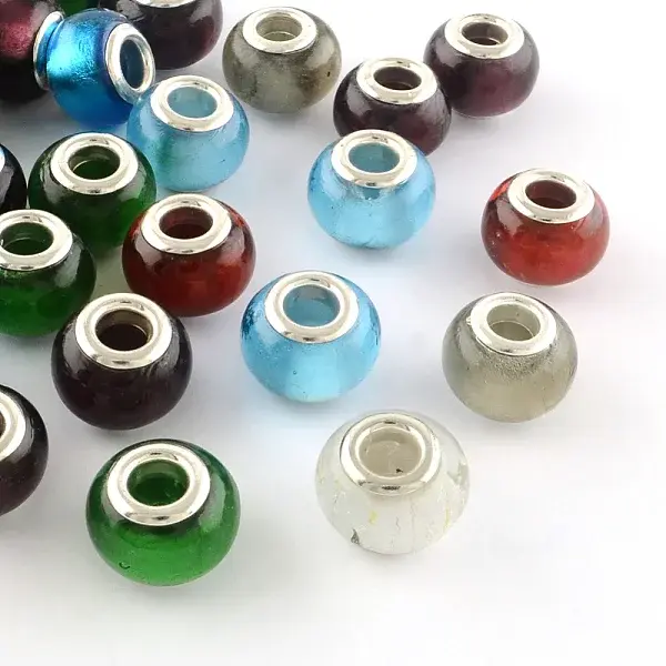 Handmade Silver Foil Glass European Beads