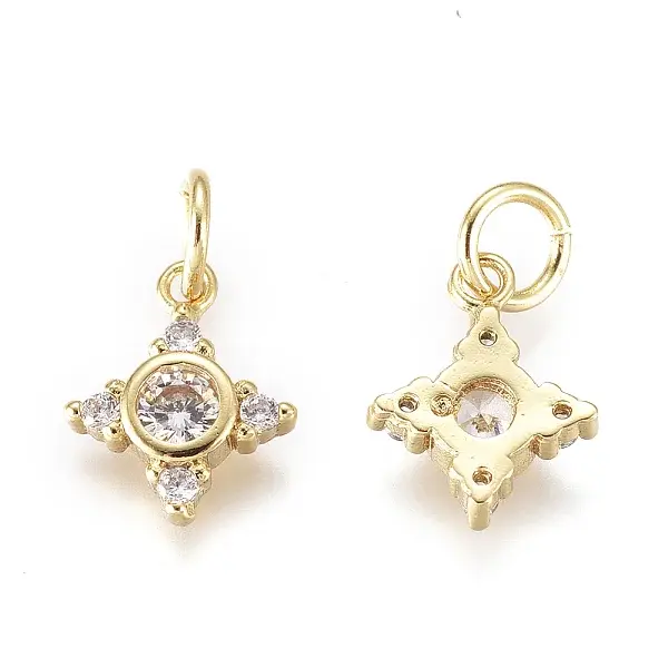Brass Micro Pave Cubic Zirconia Charms