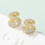 Brass Micro Pave Cubic Zirconia Stud Earrings