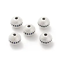 Brass Micro Pave Cubic Zirconia Beads