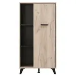 Skříňka s regálem taylor - dub šedý/černá