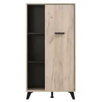 Skříňka s regálem taylor - dub šedý/černá