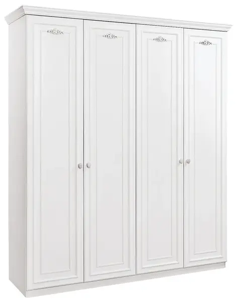 Čtyřdvéřová šatní skříň ema - bílá